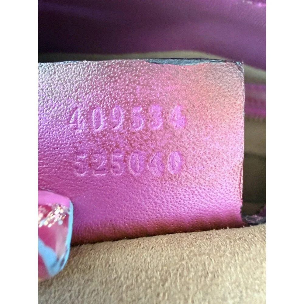 Authentic Gucci GG Supreme Tote Multicolor Pink Leather Top Handle Crossbody
